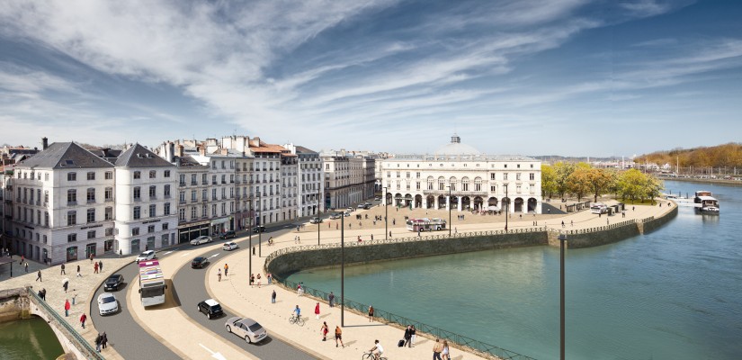 Vue archi Bayonne trambus côté Adour